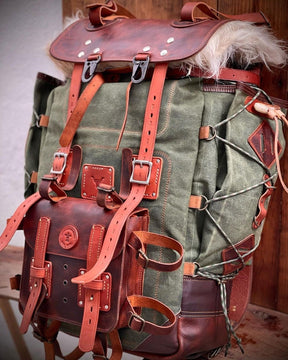 Handmade Leather backpack Waxed Canvas Backpack