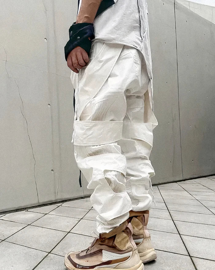 Cyberpunk white pants "Kodate"