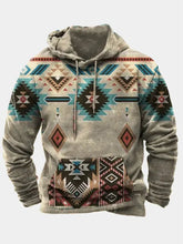 Men's Western Style Printed Loose Hooded Sweatshirt