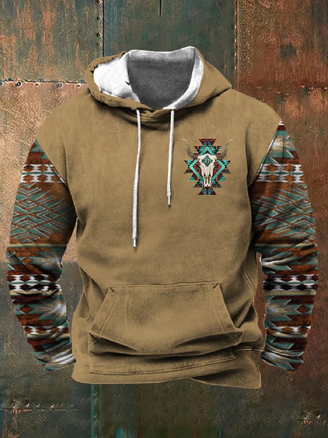 Fleece Fabric Western Print Hoodie