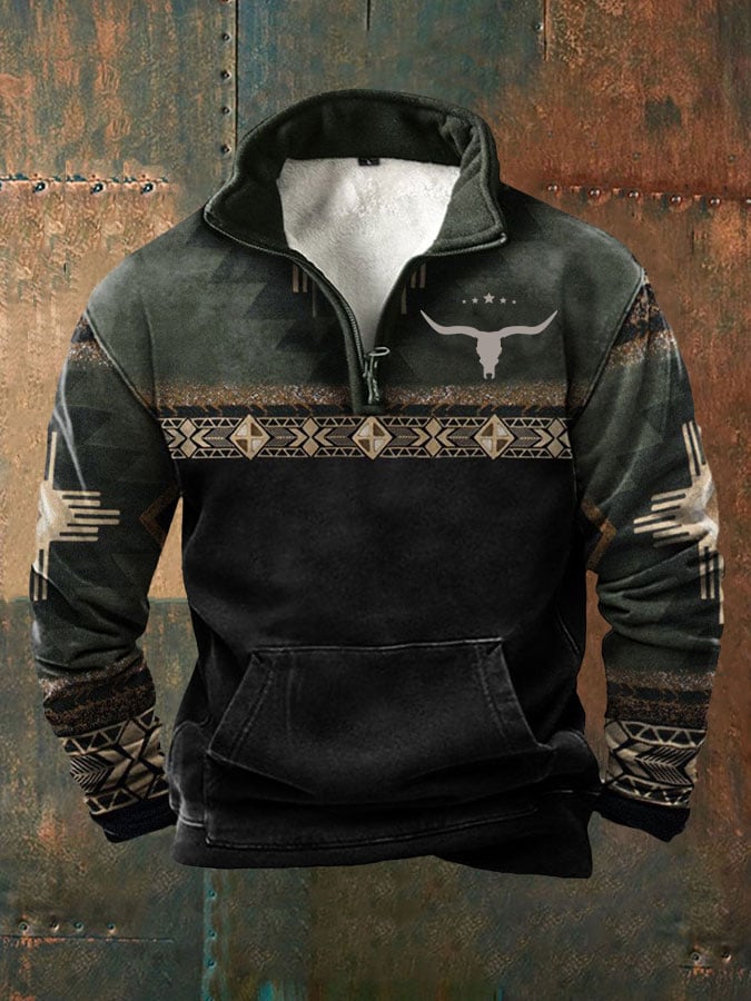 Men's retro western style printed casual sweatshirt