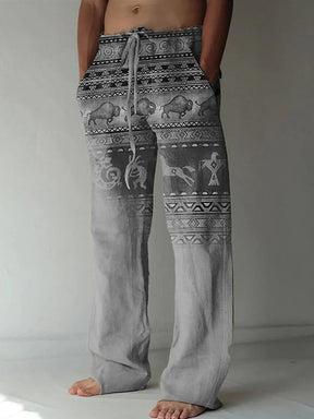 Men's Retro Casual Western Geometric Print Pants