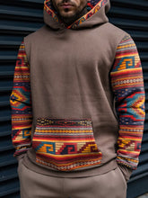 Men's Western Vintage Geometric Print Hoodie