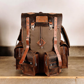 Daypack Laptop Backpack Handmade Waxed Canvas and Leather