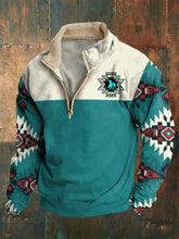 Men'S Retro Western Print Zipper Stand Collar Sweatshirt