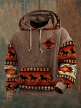 Men's Vintage Western Horse Print Hoodie