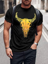 Men's Western Bull Skull Print T-Shirt