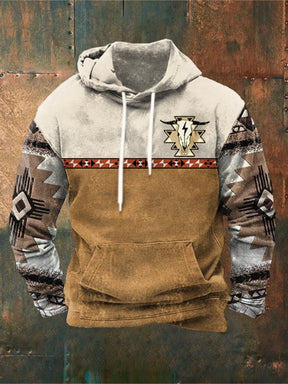 Men's Retro Print Long Sleeve Hoodie