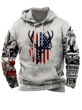 Men's Western Style Printed Loose Hooded Sweatshirt