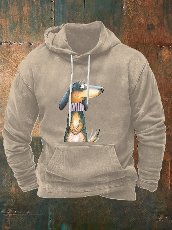 Men's Funny Art Dog Print Casual Hoodie