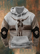 Men's Retro Print Long Sleeve Hoodie