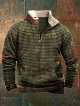 Men's Stand Collar Polar Fleece Stitching Casual Sweater