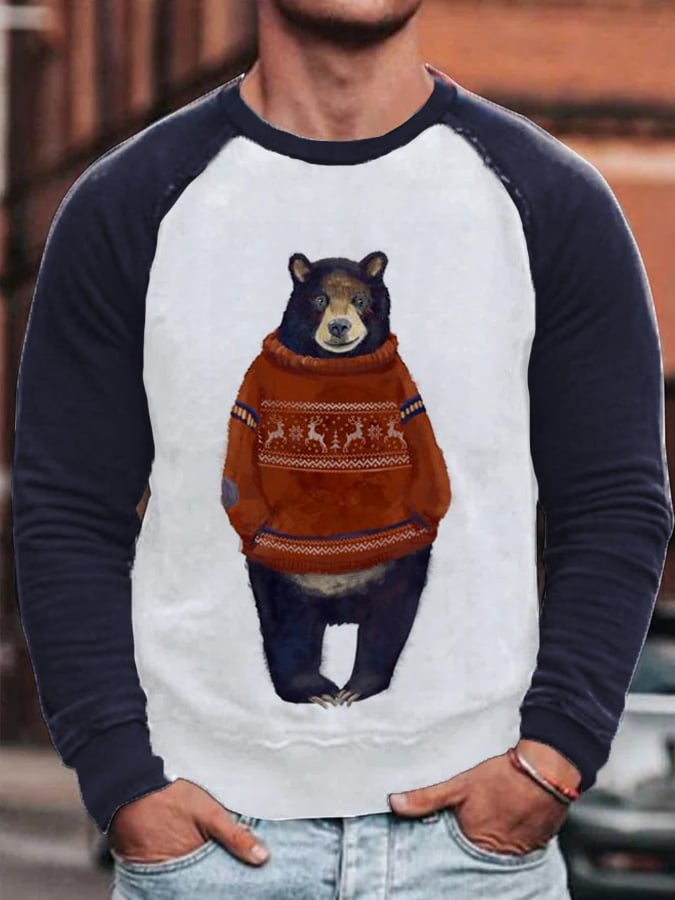 Men's Mr. Bear Print Casual Sweatshirt