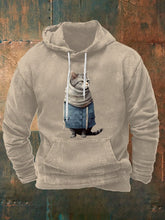 Men's Funny Winter Art Cat Print Casual Hoodie