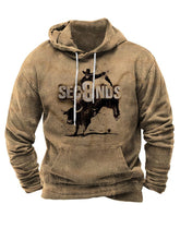 Men's Western Style Printed Loose Hooded Sweatshirt