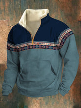 Men's Retro Western Style Arctic Velvet Stand Collar Sweatshirt