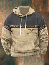 Men's Casual Western Print Long Sleeve Hooded Sweatshirt