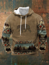 Men's Casual Western Print Long Sleeve Hooded Sweatshirt