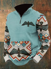 Men's Ethnic Print Casual Zipper Neck Sweatshirt