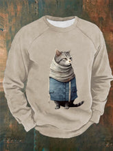 Men's Funny Winter Art Cute Cat Print Casual Sweatshirt