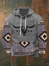 Men's Casual Western Print Long Sleeve Hooded Sweatshirt