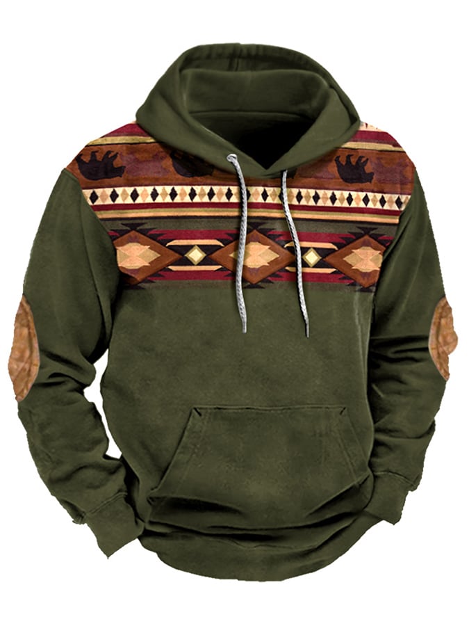 Fleece Fabric Western Print Hoodie