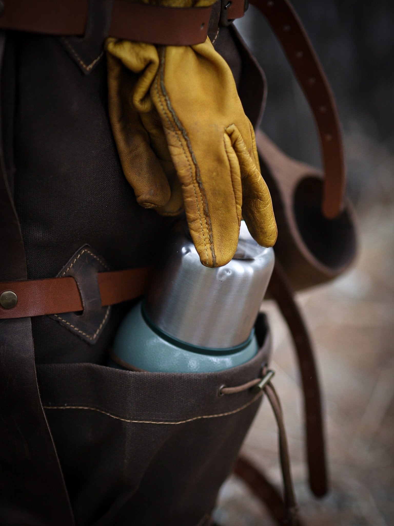 Goat Fur , Canvas and Leather Bag  Bushcraft  Camping