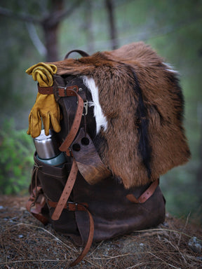 Goat Fur , Canvas and Leather Bag  Bushcraft  Camping