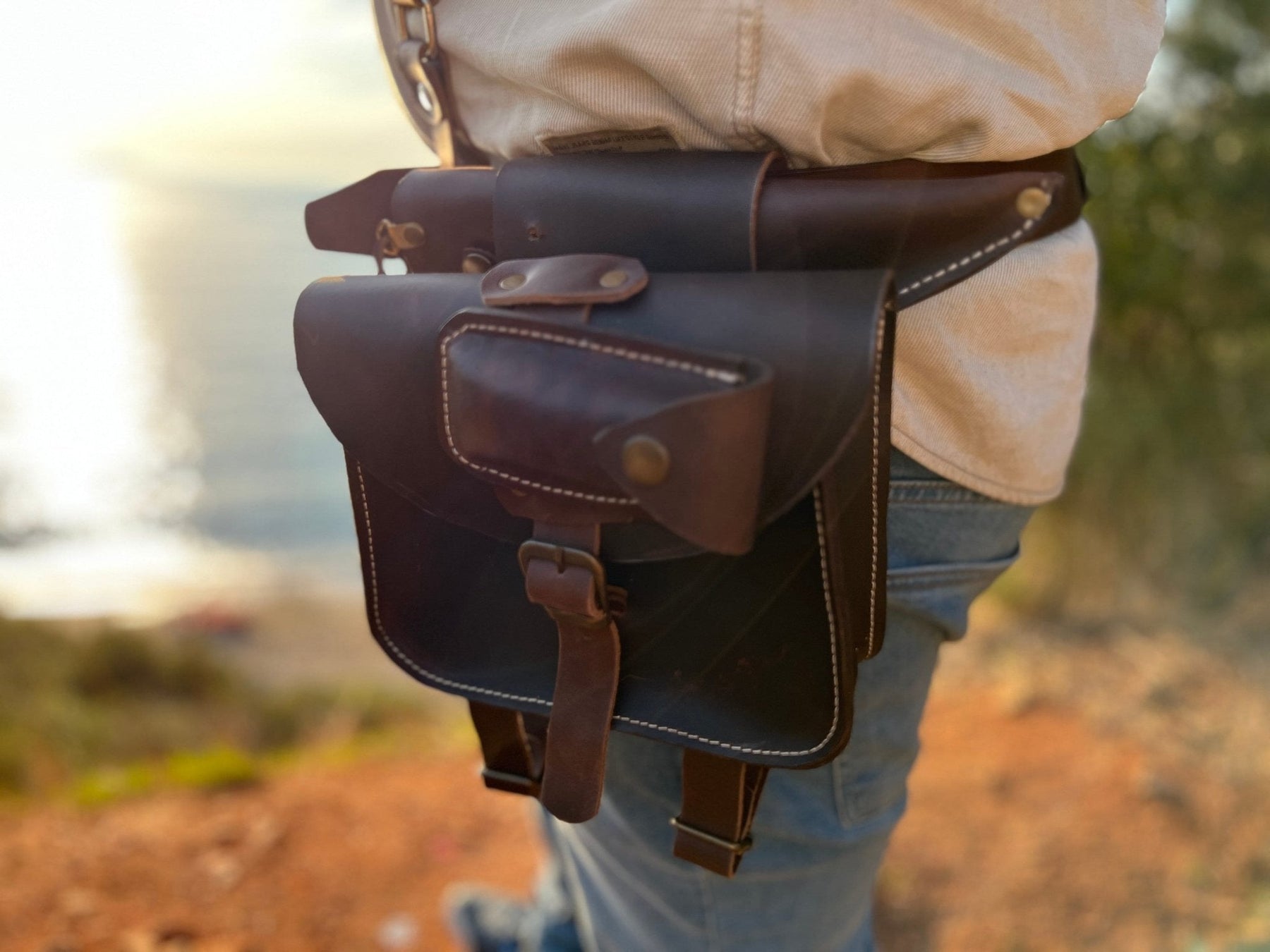 Handmade Bushcraft Leather Utility Belt Set