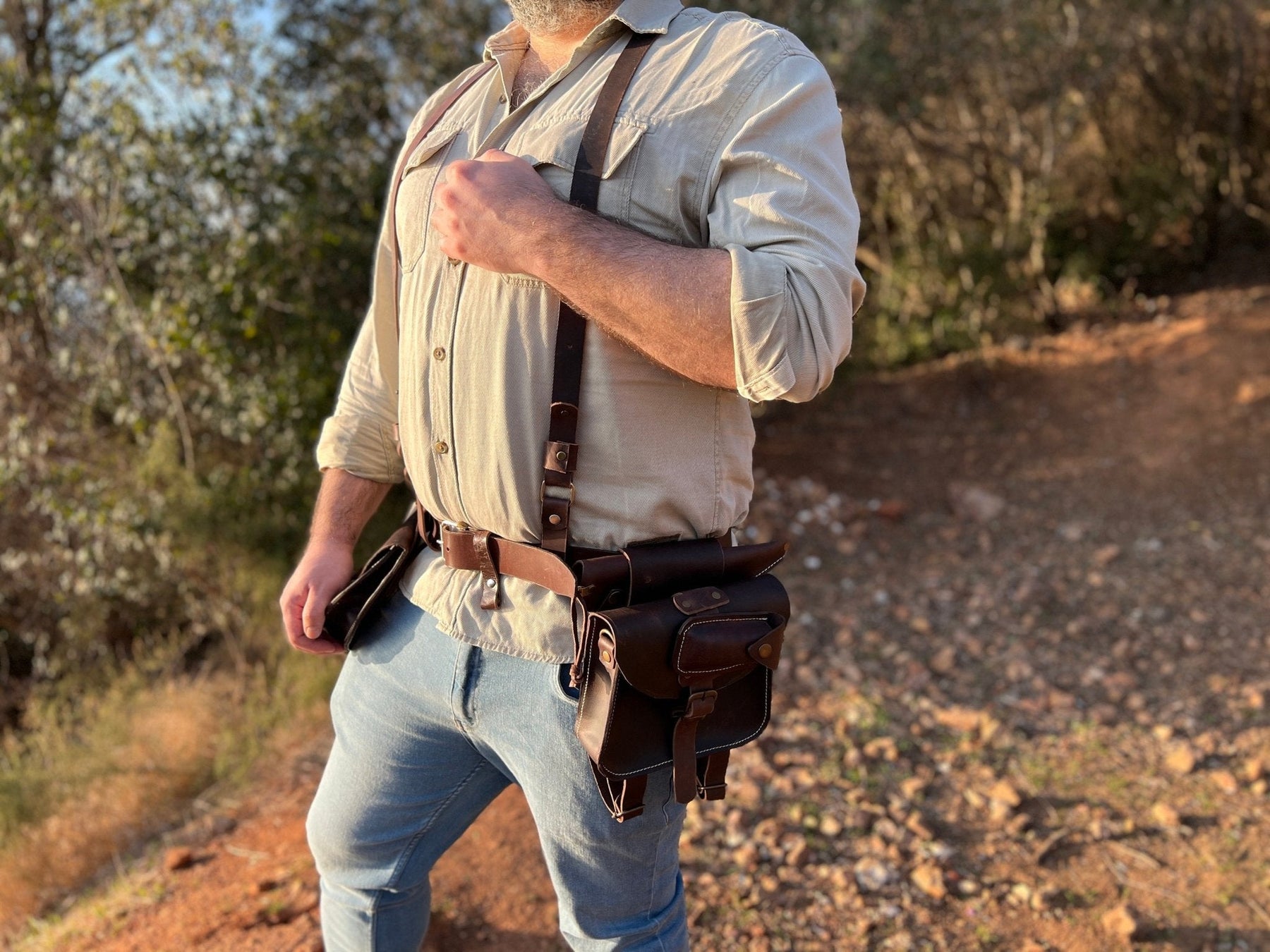 Handmade Bushcraft Leather Utility Belt Set