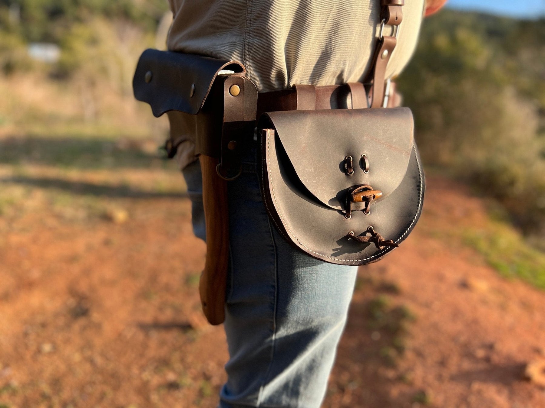 Handmade Bushcraft Leather Utility Belt Set