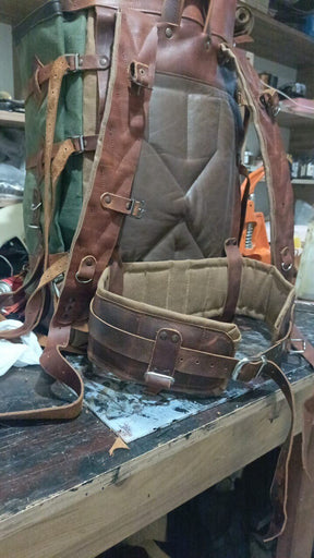 Handmade Custom Leather and Waxed Backpack for Travel