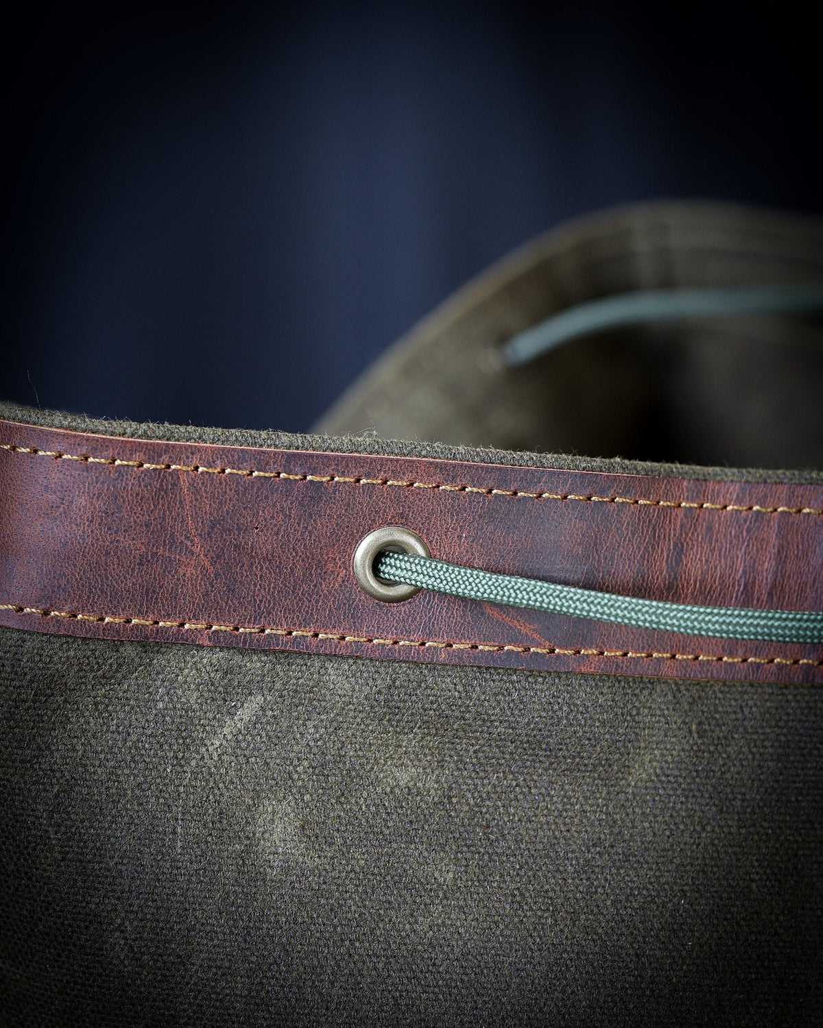 Handmade Genuine Green Leather and Waxed Canvas duffle Backpack