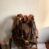 Handmade Leather and Waxed Canvas  Backpack for Travel bag