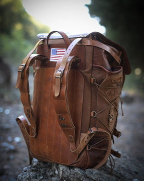 Handmade Leather Backpack Brown | Waxed Canvas Backpack