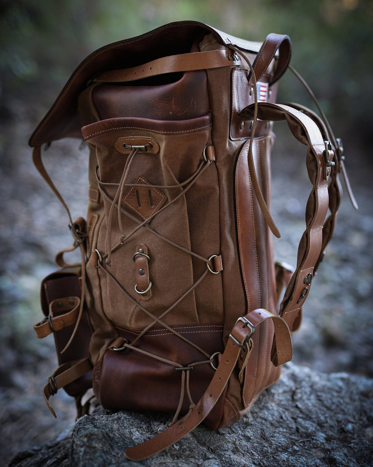 Handmade Leather Backpack Brown | Waxed Canvas Backpack