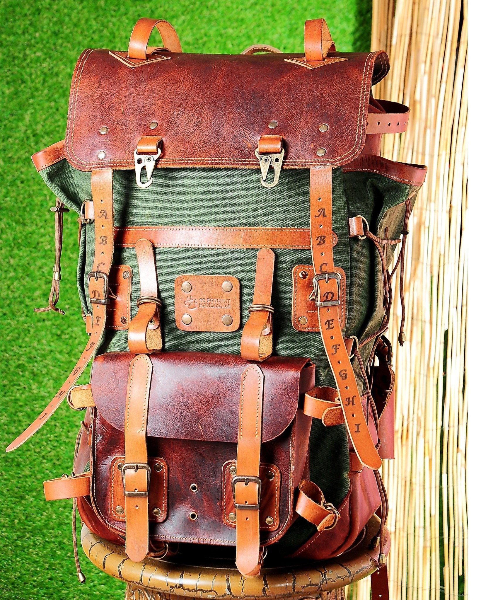 Handmade Leather Backpack Travel, Camping, Hiking