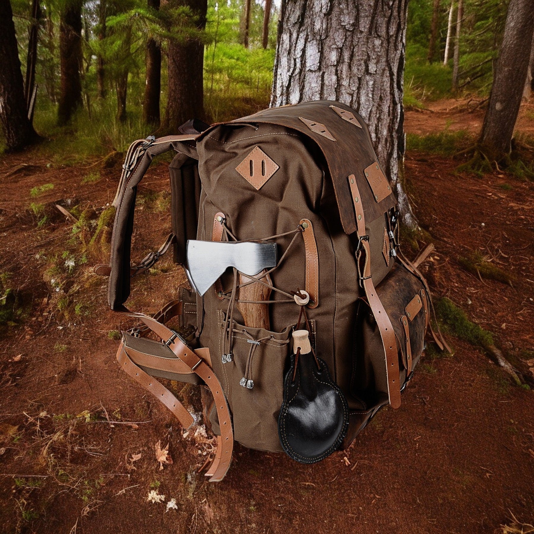 Hiking Backpack Leather - Canvas |Hiking Backpacks