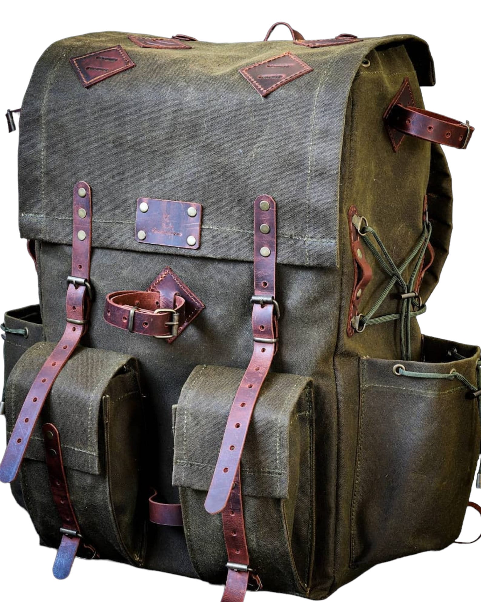 Leather and Canvas Backpack Camping Backpack