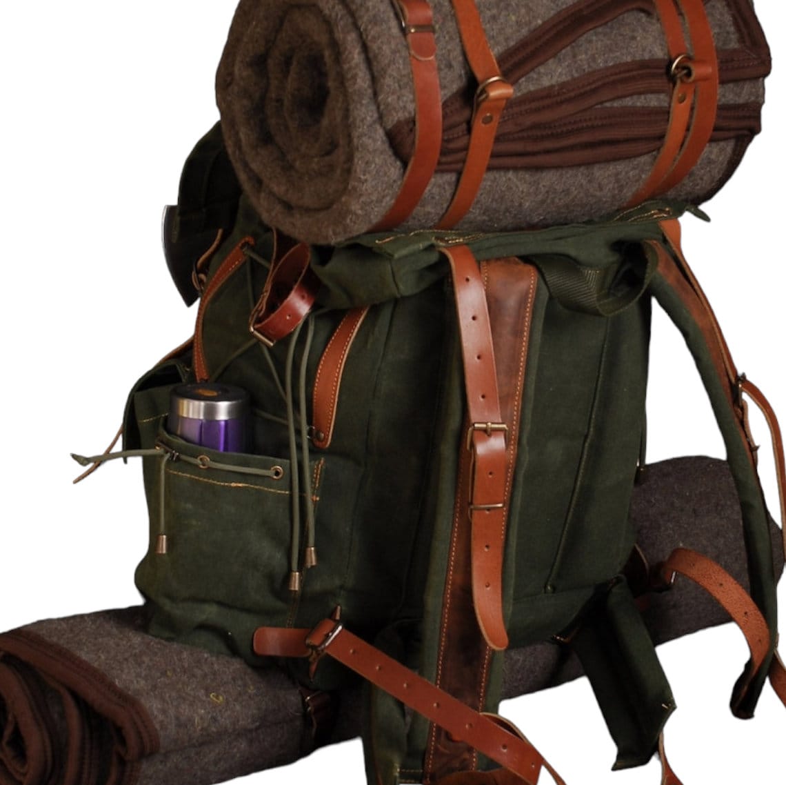 Leather and Canvas Backpack Camping Backpack