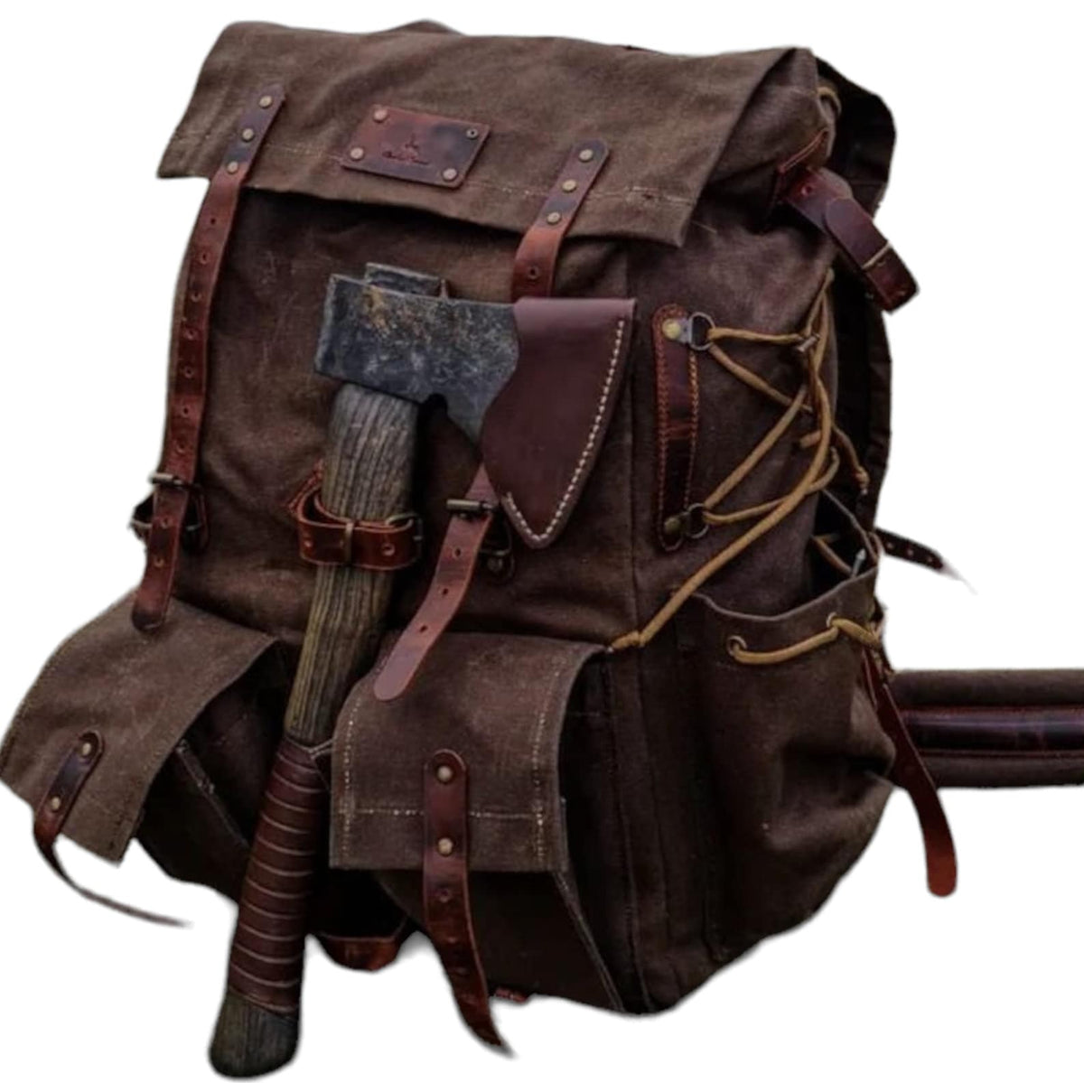 Leather and Canvas Backpack Camping Backpack