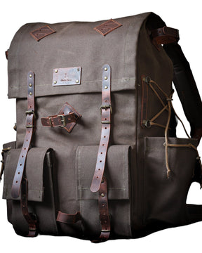 Leather and Canvas Backpack Camping Backpack