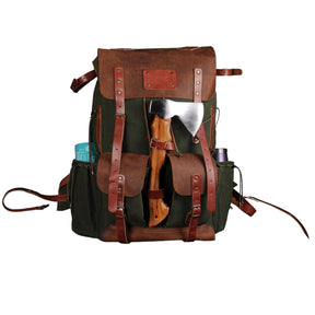 Leather and Canvas Backpack Camping Backpack