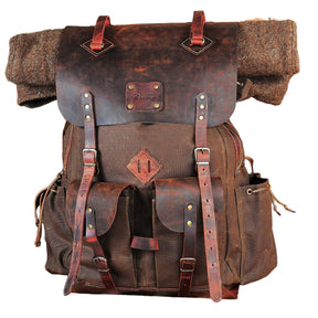 Leather and Canvas Backpack Camping Backpack