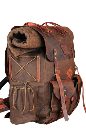 Leather and Canvas Backpack Camping Backpack