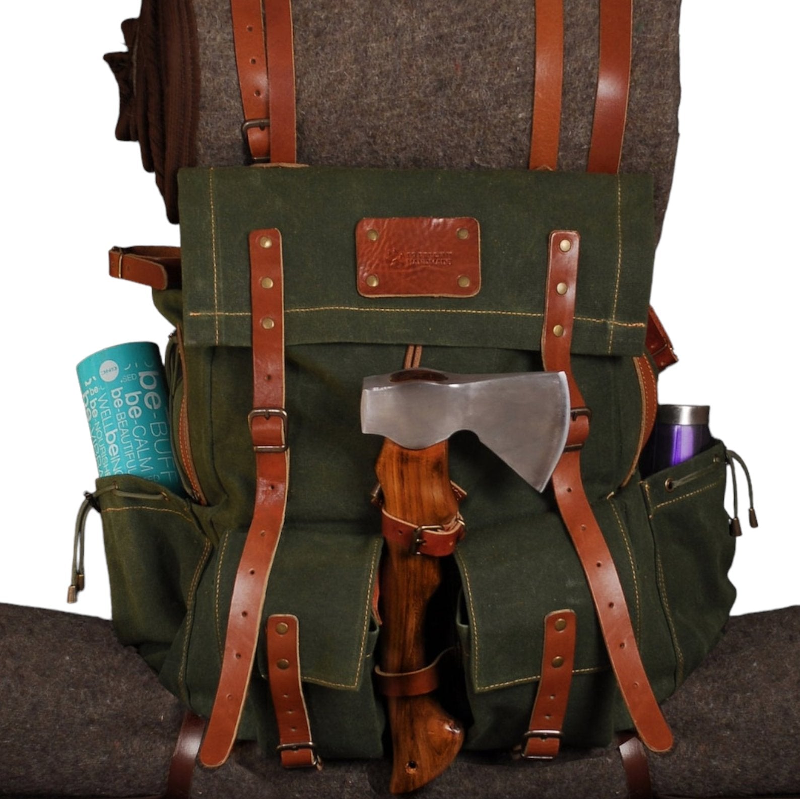 Leather and Canvas Backpack Camping Backpack