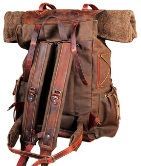 Leather and Canvas Backpack Camping Backpack