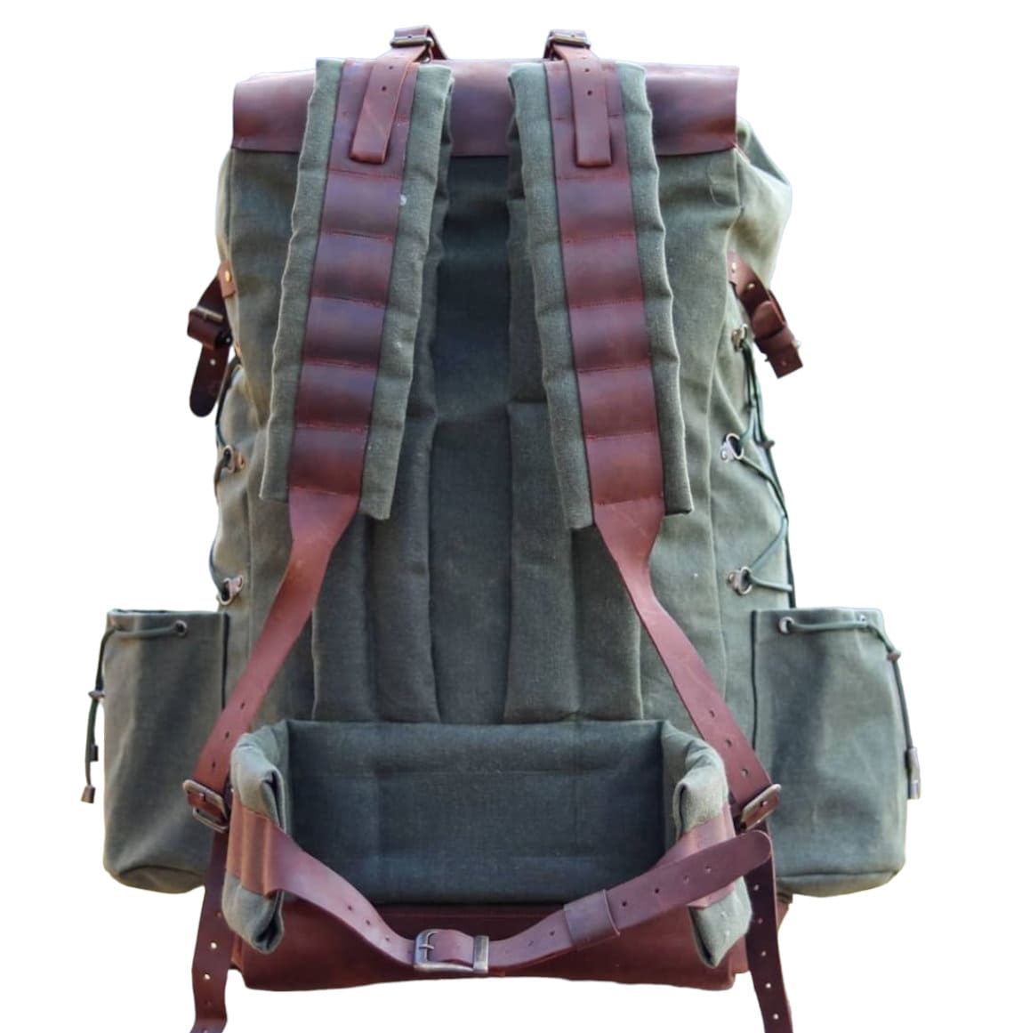 Hiking Backpack Leather Canvas Backpack