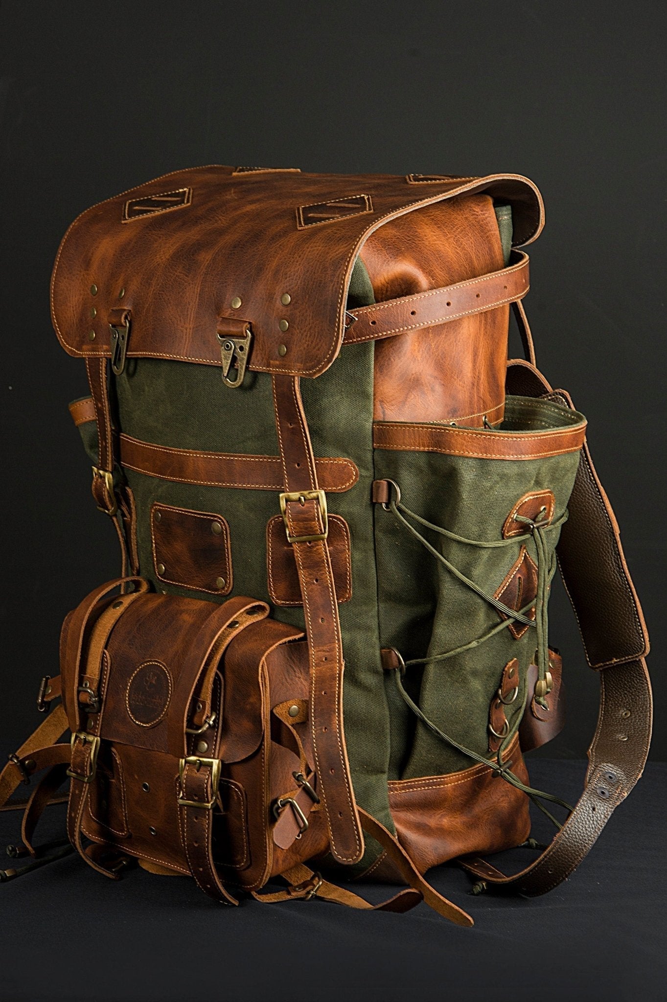 Handmade Leather and Waxed Backpack for Travel