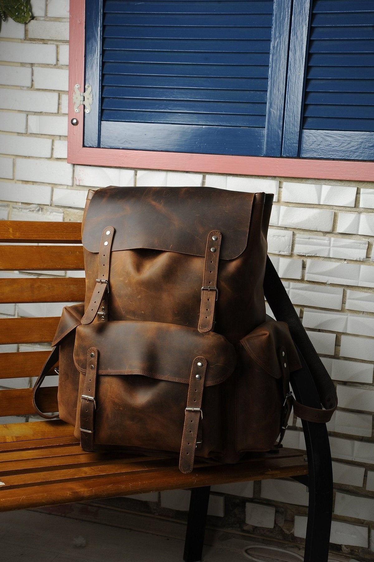 Handmade Daypack Leather Backpack Travel Backpack